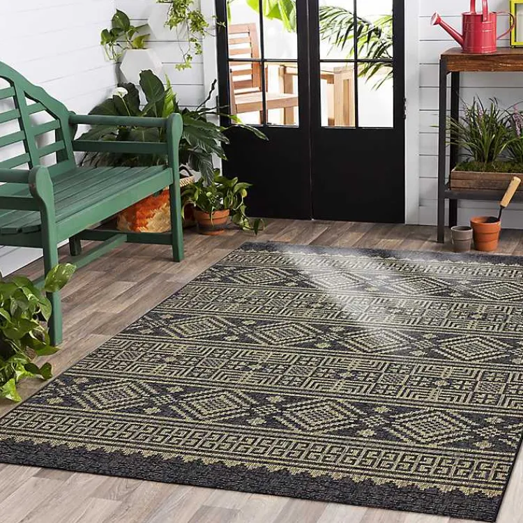 Kirklands Home Greek Key Sun Shower Outdoor Area Rug, 5x8 Discount