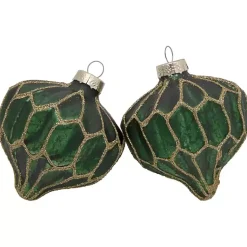 Christmas Ornaments>Kirklands Home Green & Gold Onion & Finial Ornaments, Set of 4