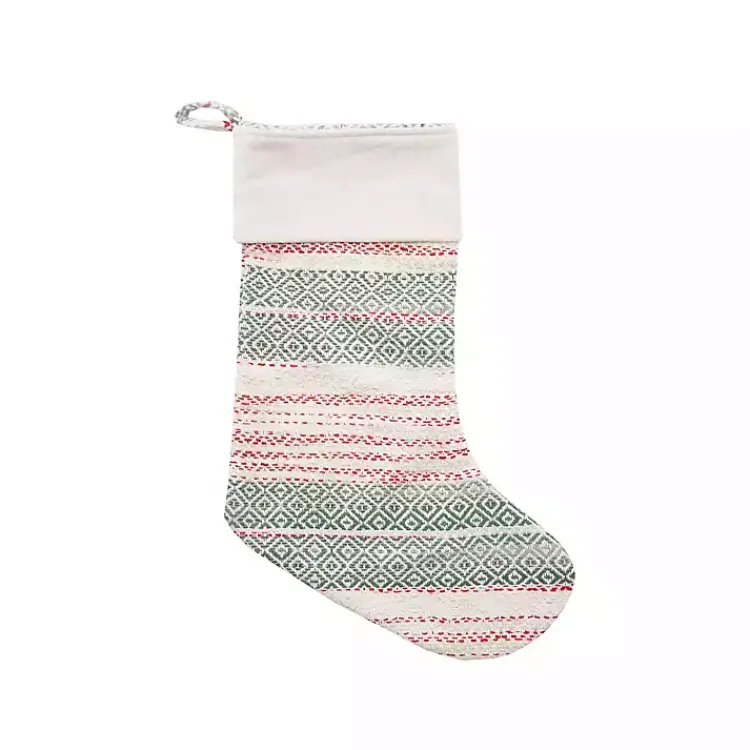 Christmas Stockings & Stocking Holders>Kirklands Home Green & Red Patterned Stripe I Stocking