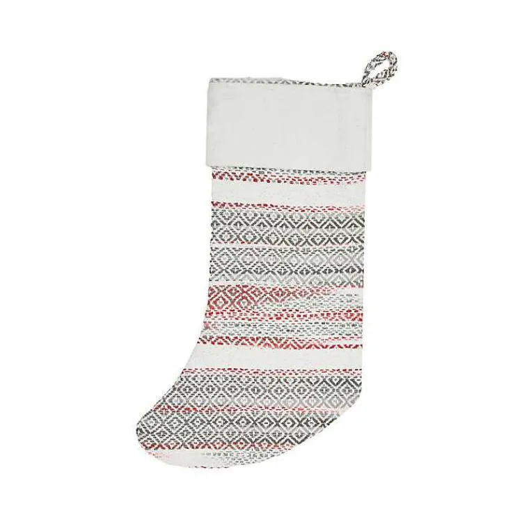 Christmas Stockings & Stocking Holders>Kirklands Home Green & Red Patterned Stripe II Stocking