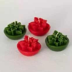 Christmas Decorations>Kirklands Home Green & Red Poinsettia Candles, Set of 4