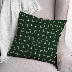 Kirklands Home & White Grid Indoor/Outdoor Pillow Green Clearance