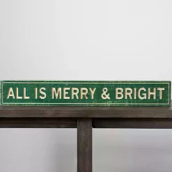 Christmas Decorations>Kirklands Home All Is Merry and Bright Word Block Green