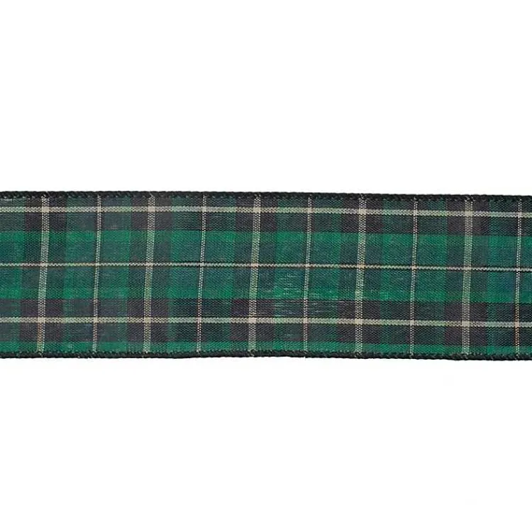 Christmas Tree Decorations>Kirklands Home Green and Black Plaid Bow Christmas Tree Topper