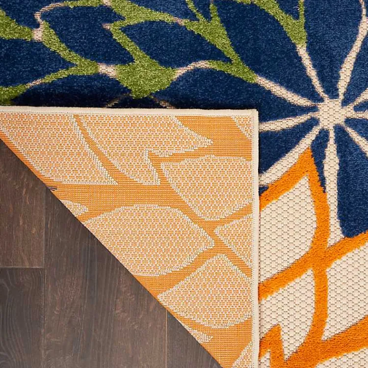 Kirklands Home Green and Blue Floral Burst Outdoor Area Rug, 6x9 Hot