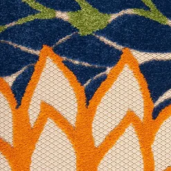 Kirklands Home Green and Blue Floral Burst Outdoor Area Rug, 6x9 Hot