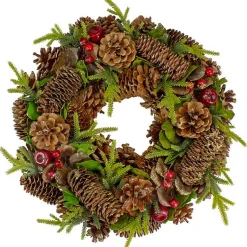 Wreaths>Kirklands Home Green and Brown Pinecone Mini Wreath