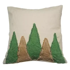 Christmas Pillows>Kirklands Home Green and Brown Trees Christmas Pillow
