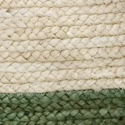 Baskets & Boxes>Kirklands Home Green and Cream Woven Basket with Tassel, 17 in.