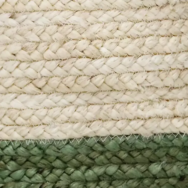 Baskets & Boxes>Kirklands Home Green and Cream Woven Basket with Tassel, 17 in.