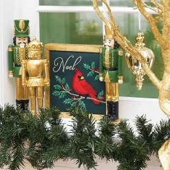 Christmas Decorations>Kirklands Home Green and Gold Nutcracker Figurine