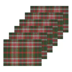 Christmas Dining & Entertaining>Kirklands Home Green and Red Axel Plaid Placemats, Set of 6