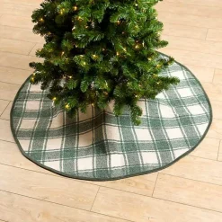 Christmas Tree Skirts & Collars>Kirklands Home Green and Tan Plaid Christmas Tree Skirt
