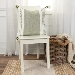 Pillows>Kirklands Home Green and White Block Loop Throw Pillow