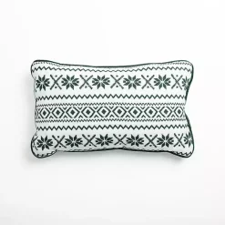 Christmas Pillows>Kirklands Home Green and White Fair Isle Christmas Pillow