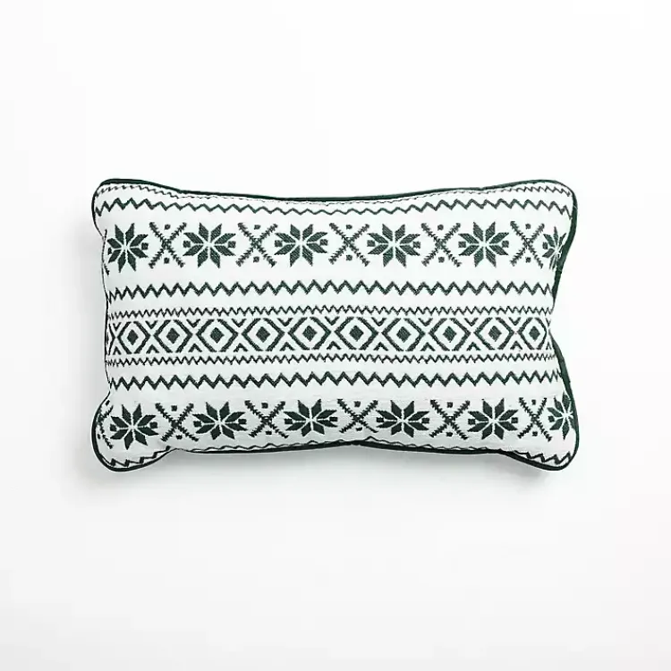 Christmas Pillows>Kirklands Home Green and White Fair Isle Christmas Pillow