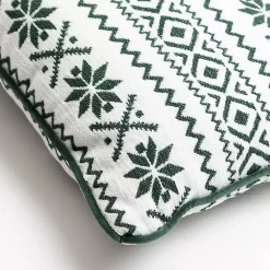 Christmas Pillows>Kirklands Home Green and White Fair Isle Christmas Pillow