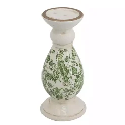 Candle Holders>Kirklands Home Green and White Floral Candle Holder, 12.5 in.