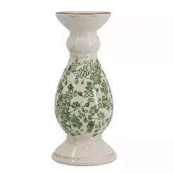 Candle Holders>Kirklands Home Green and White Floral Candle Holder, 12.5 in.