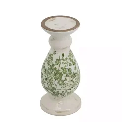 Candle Holders>Kirklands Home Green and White Floral Candle Holder, 10 in.