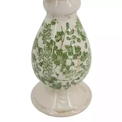 Candle Holders>Kirklands Home Green and White Floral Candle Holder, 10 in.