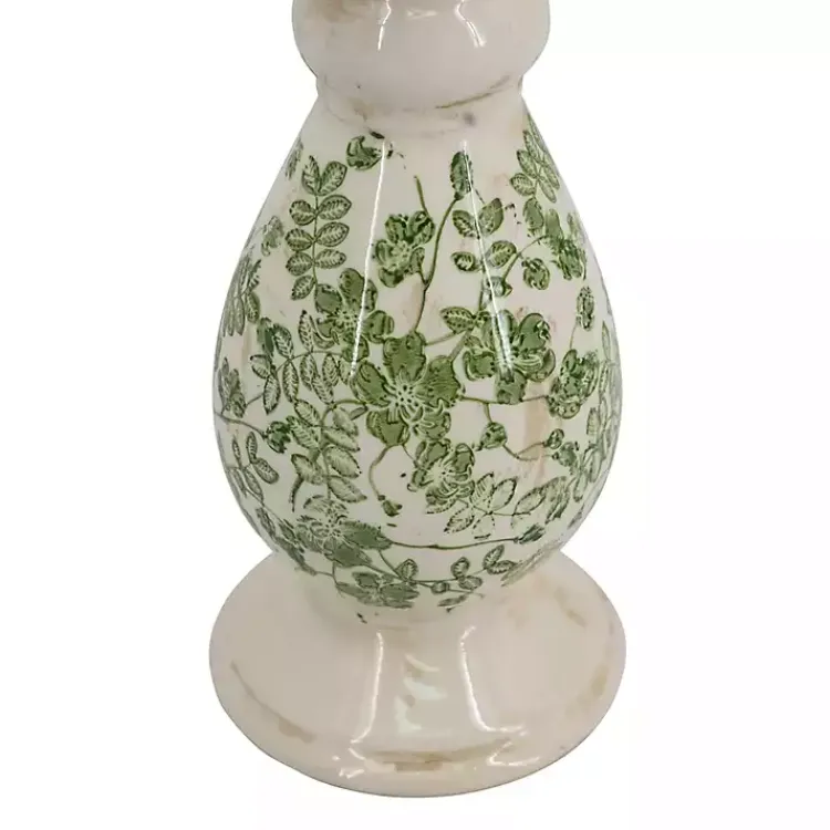 Candle Holders>Kirklands Home Green and White Floral Candle Holder, 10 in.
