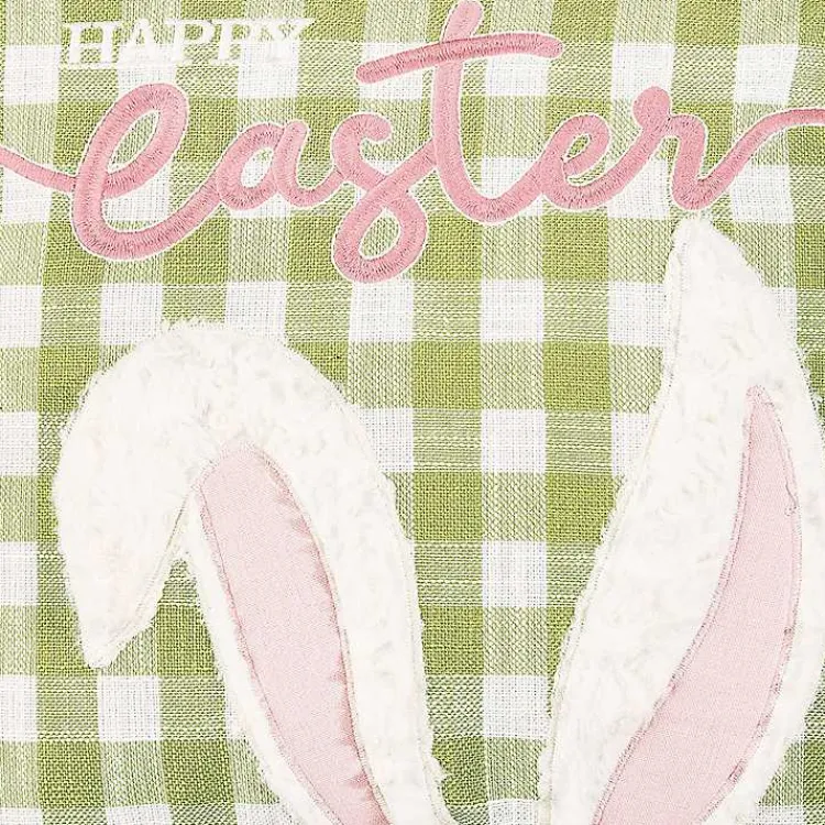 Easter Decorations>Kirklands Home Green and White Gingham Bunny Ears Pillow