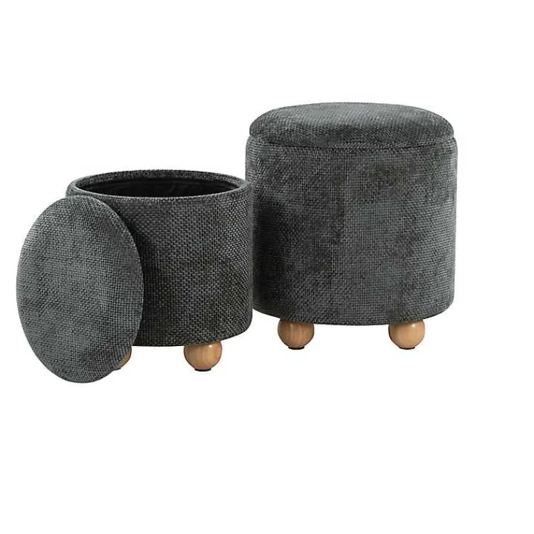Kirklands Home Bacci Nesting Ottomans, Set of 2 Green New