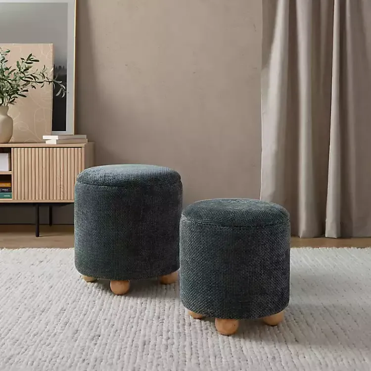 Kirklands Home Bacci Nesting Ottomans, Set of 2 Green New
