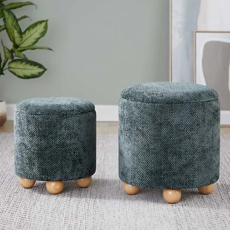 Kirklands Home Bacci Nesting Ottomans, Set of 2 Green New