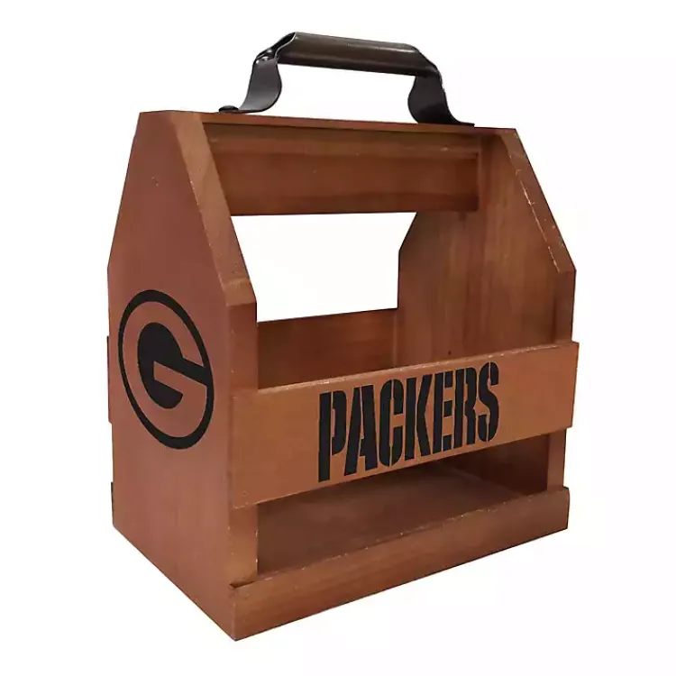 Kirklands Home Green Bay Packers Wooden Condiment Caddy Brown New