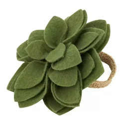 Kirklands Home Blossom Napkin Rings, Set of 4 Green New