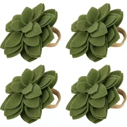 Kirklands Home Blossom Napkin Rings, Set of 4 Green New