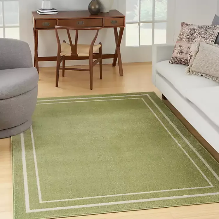 Kirklands Home Green Bordered Indoor/Outdoor Area Rug, 5x7 Outlet