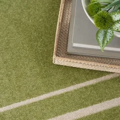 Kirklands Home Green Bordered Indoor/Outdoor Area Rug, 5x7 Outlet