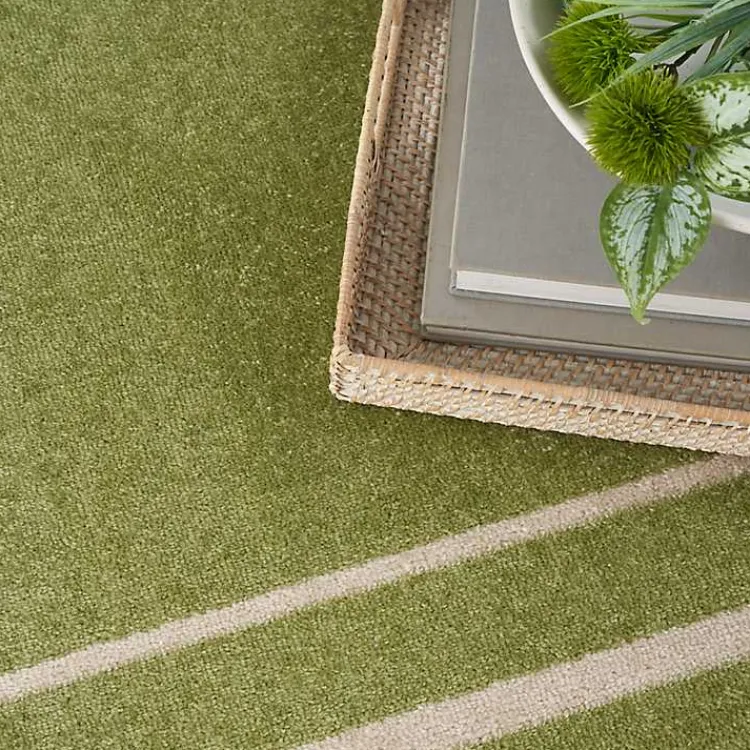 Kirklands Home Green Bordered Indoor/Outdoor Area Rug, 5x7 Outlet