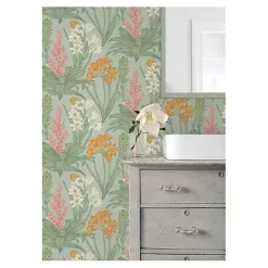 Kirklands Home Botanical Villa Peel & Stick Wallpaper Green Best
