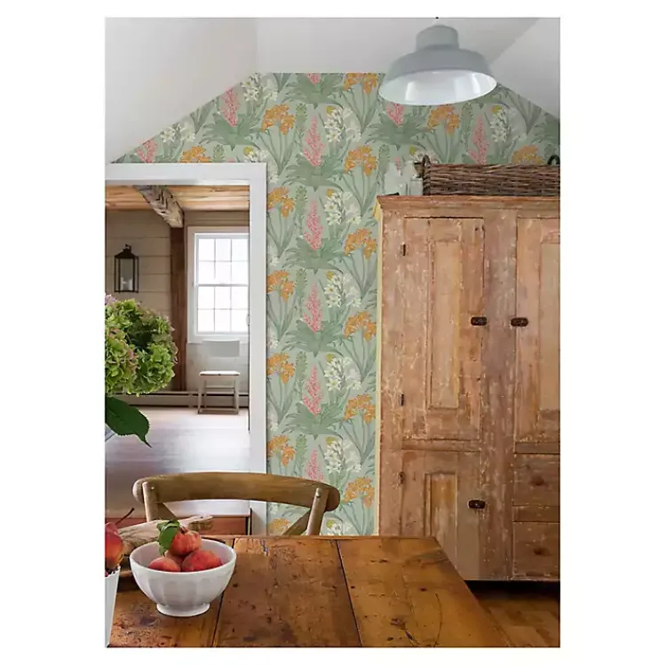 Kirklands Home Botanical Villa Peel & Stick Wallpaper Green Best