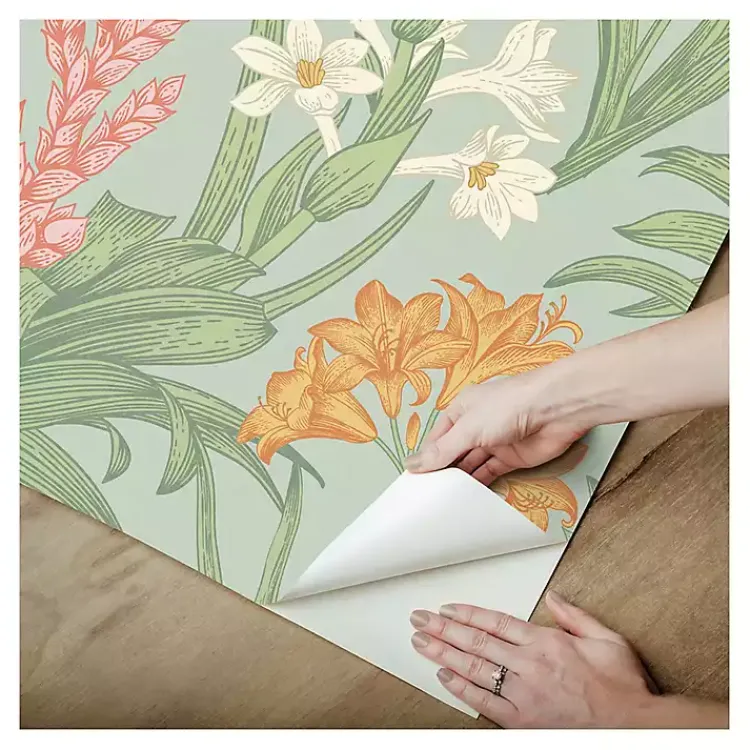 Kirklands Home Botanical Villa Peel & Stick Wallpaper Green Best