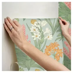 Kirklands Home Botanical Villa Peel & Stick Wallpaper Green Best