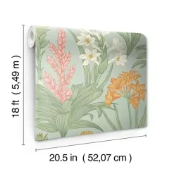 Kirklands Home Botanical Villa Peel & Stick Wallpaper Green Best