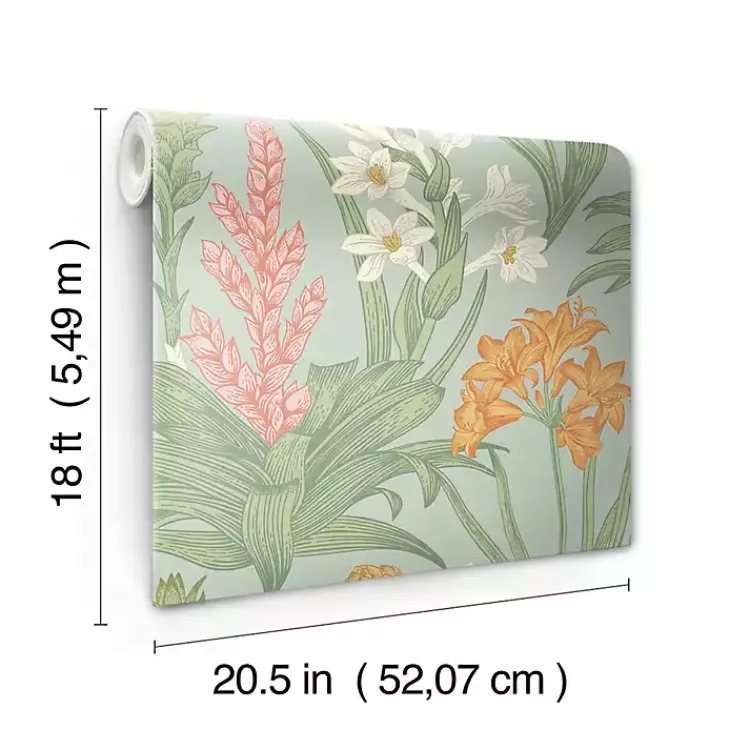 Kirklands Home Botanical Villa Peel & Stick Wallpaper Green Best