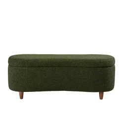 Kirklands Home Boucle Flip-Top Storage Bench Green Clearance