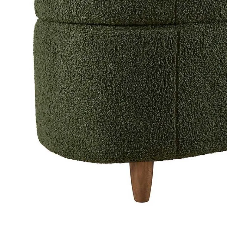 Kirklands Home Boucle Flip-Top Storage Bench Green Clearance