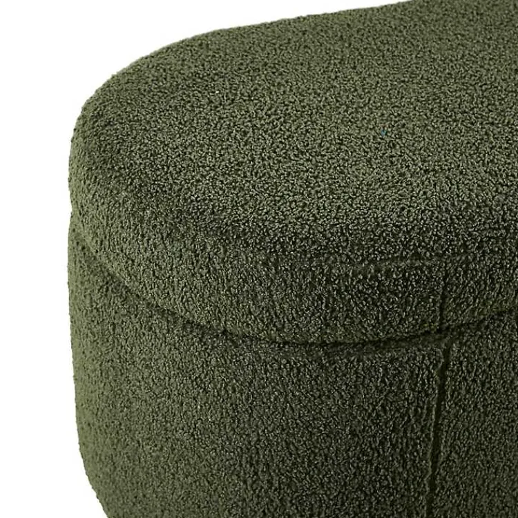 Kirklands Home Boucle Flip-Top Storage Bench Green Clearance