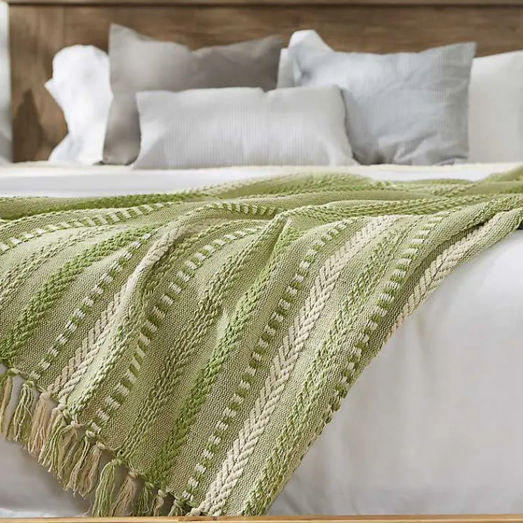 Blankets & Throws>Kirklands Home Braided Fringe Throw Green