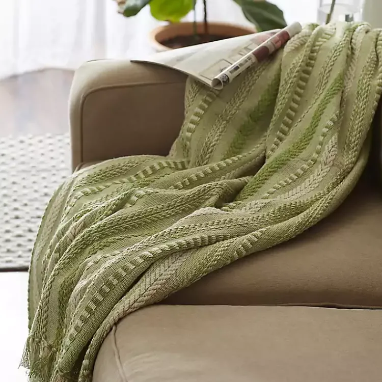 Blankets & Throws>Kirklands Home Braided Fringe Throw Green
