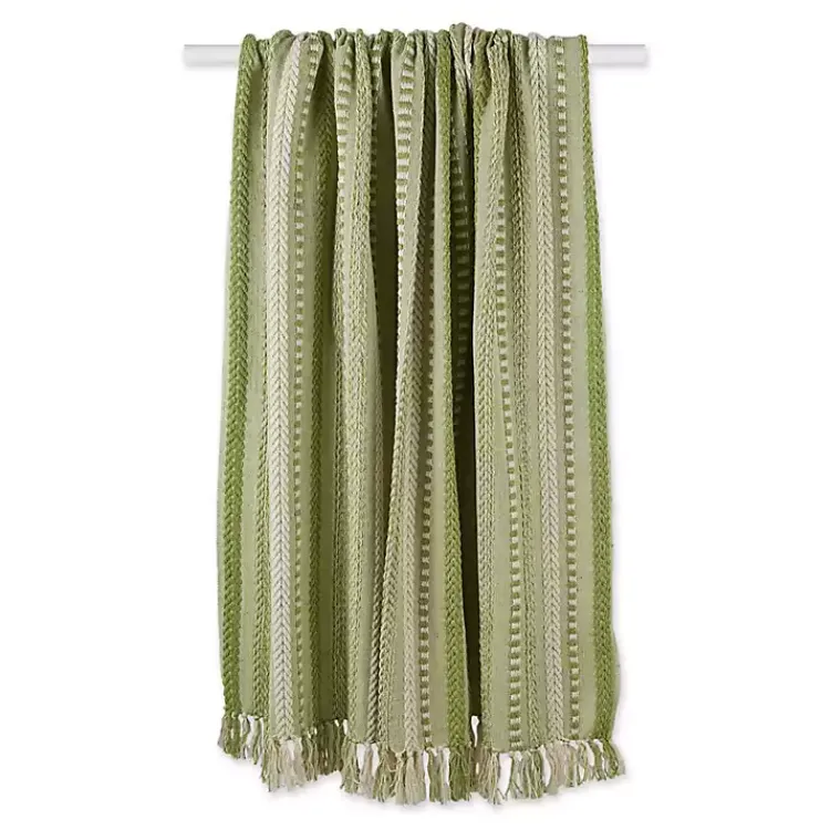 Blankets & Throws>Kirklands Home Braided Fringe Throw Green