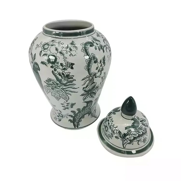 Decorative Bowls & Jars>Kirklands Home Ceramic Chinoiserie Jar Green