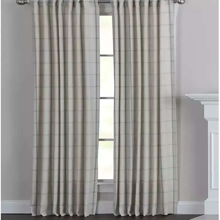 Kirklands Home Green Checkered Single Curtain Panel, 84 in. Hot